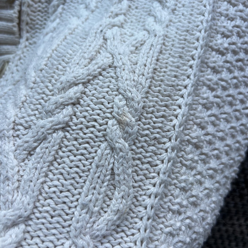 Vintage Parkhurst Sweater Womens Large Cream Cable Knit Cardigan Cotton Blend - Picture 4 of 8